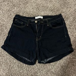 Dark Denim Stretchy High Rise Shorts